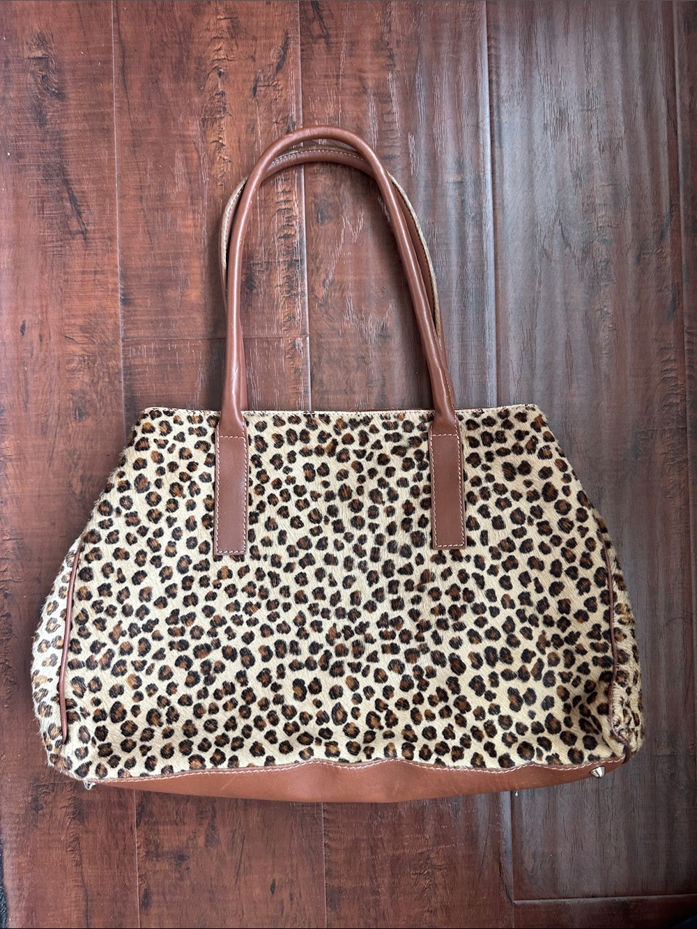 Maurizio Taiuti Leopard-Print Tote with Brown Handles